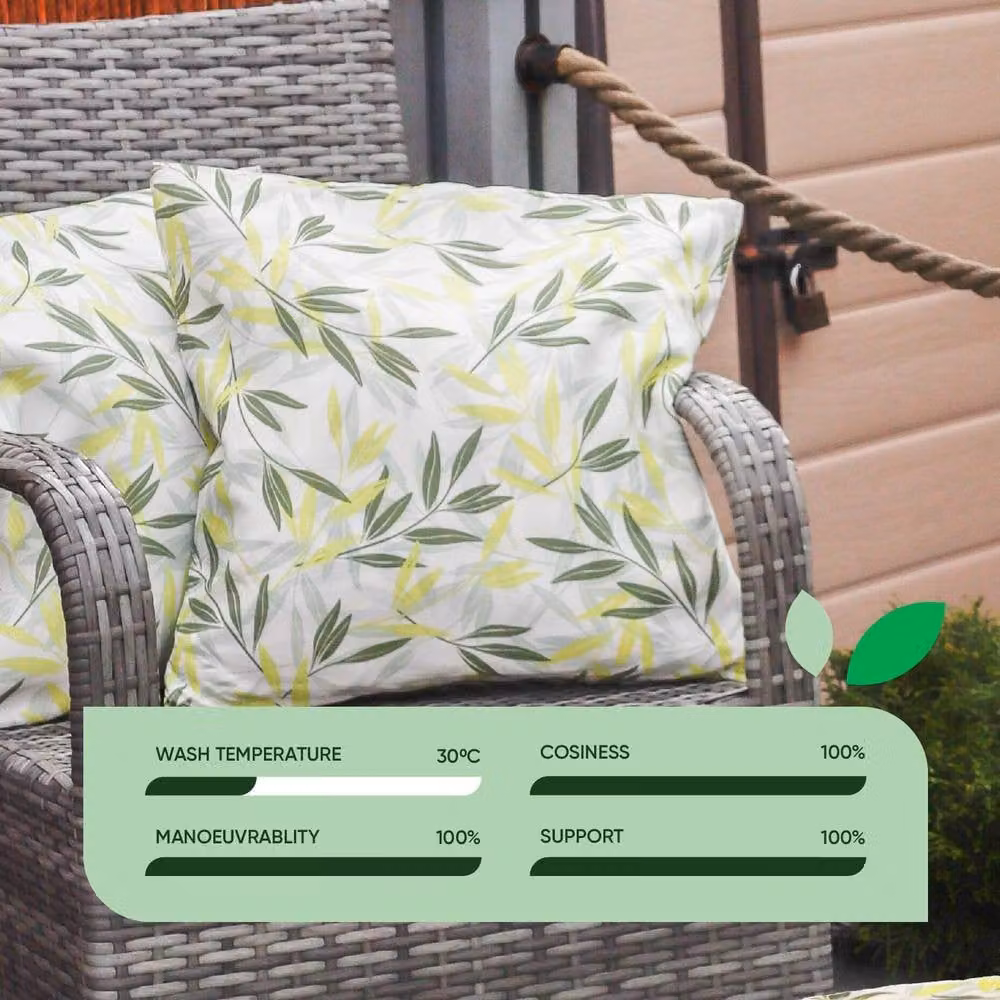 Gardenwize Pack of 2 Square Outdoor Floral Scatter Cushions in Green, Grey, Multicolour and White – 2