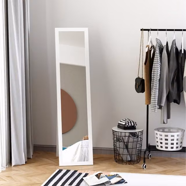 HOMCOM Full Length Wall Mounted Mirror in White