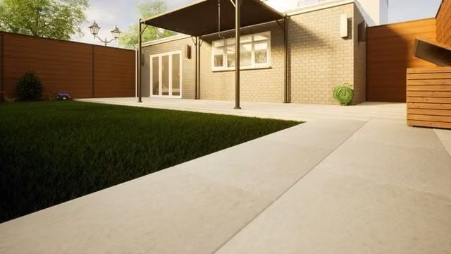 PBSL Group Plain Grey Porcelain Paving Field Tiles W: 90 cm, D: 60 cm, H: 2 cm