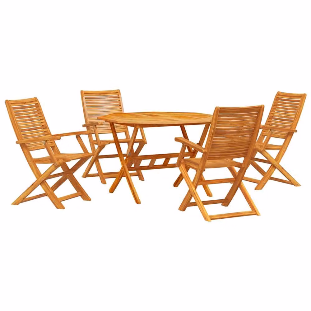 Berkfield Home 5 Piece Folding Garden Dining Set in Brown Solid Acacia Wood – 2