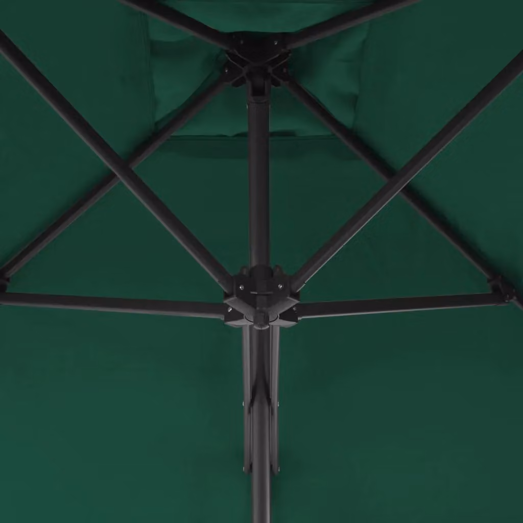 Berkfield Home Outdoor Parasol with Steel Pole, Green, W/D: 250 x 250 cm, H: 230 cm – 2