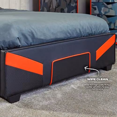 X Rocker Cerberus Upholstered Ottoman Bed for Kids and Teens in Red or Blue, W/D/H: 135 x 190 x 43 cm – 5