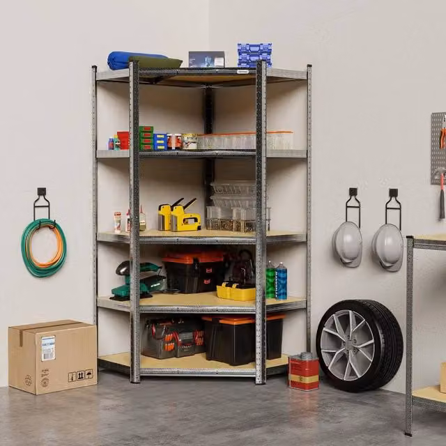 Vonhaus EONLION Brown Garage Shelving Unit with Adjustable Shelves, W/D/H: 100 x 100 x 180 cm
