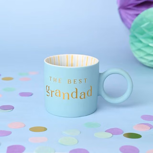 Confetti The Best Grandad Ceramic Mug in Blue and Gold