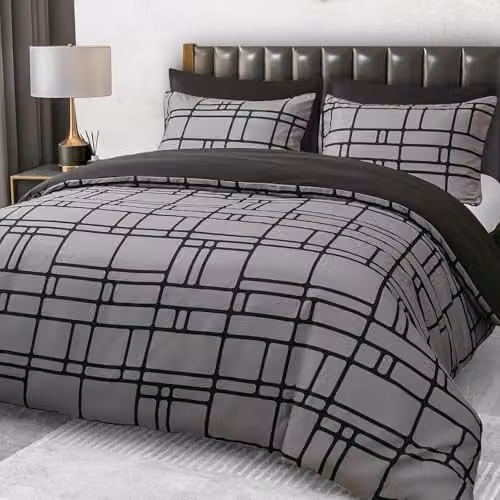 Pamposh Single Duvet Cover Set, Grey Brushed Microfibre, Reversible and Hypoallergenic, Duvet Cover 135 x 200 cm and Pillowcase 50 x 75 cm