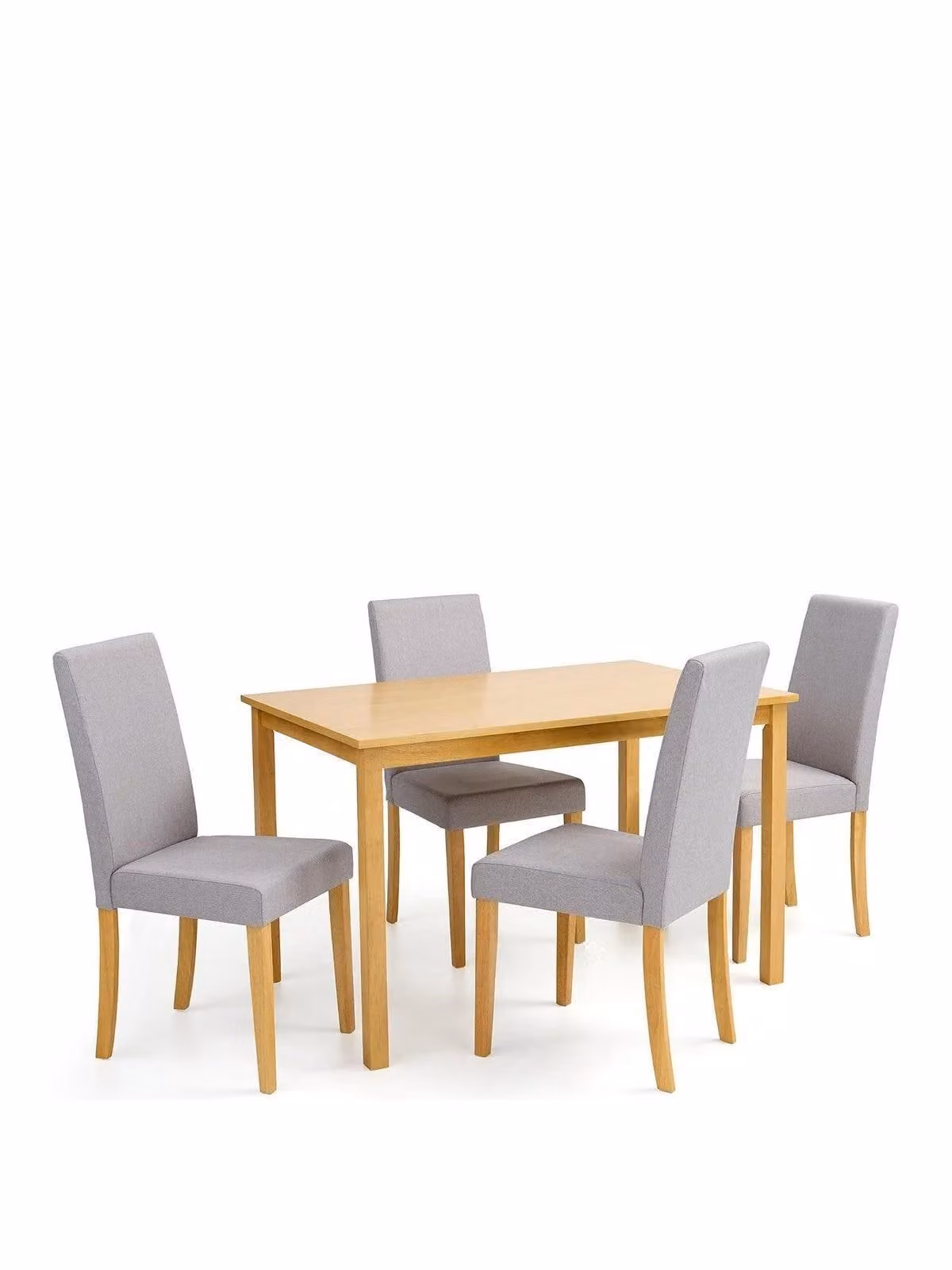 Primo Modern Rectangular Dining Table and 4 Grey Fabric Chairs Set