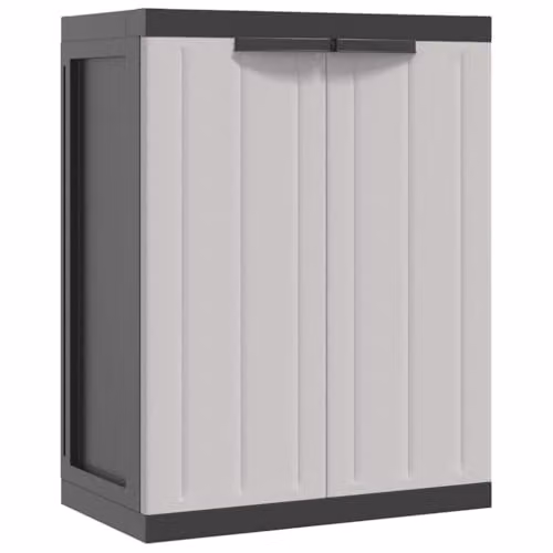 vidaXL Outdoor Storage Cabinet in Grey and Black with Internal Shelves and Lock, W/D/H: 65 x 37 x 85 cm – 1