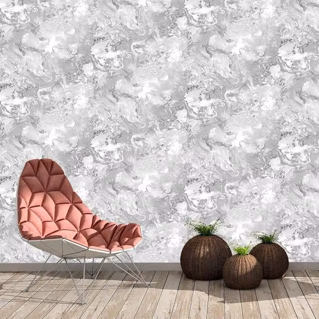 Debona Abstract Liquid Marble Effect Wallpaper in Grey