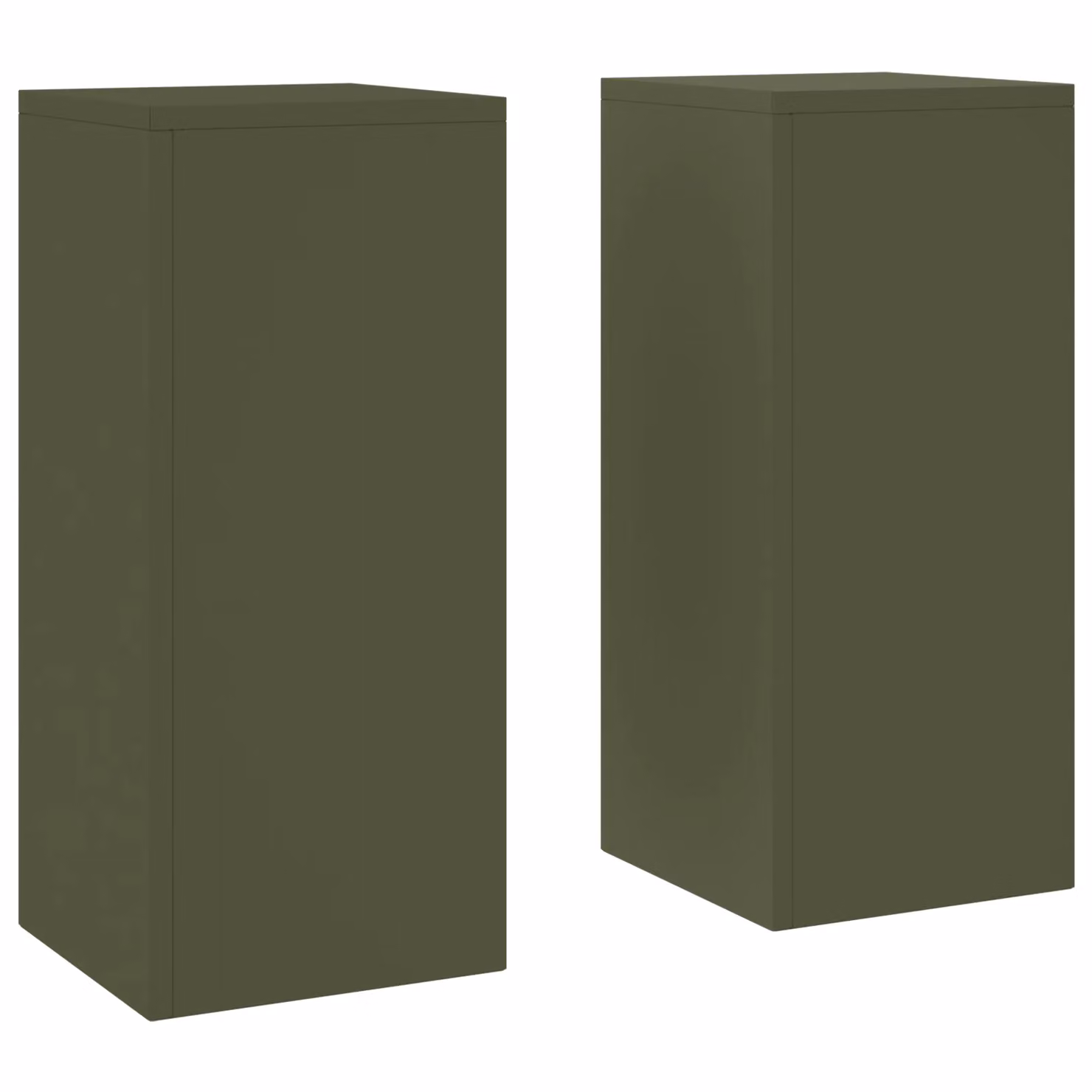 Berkfield Home Outdoor Pillar Plant Stands, 2 Piece Set, Olive Green Metal, W/D/H: 24 x 24 x 55 cm – 2