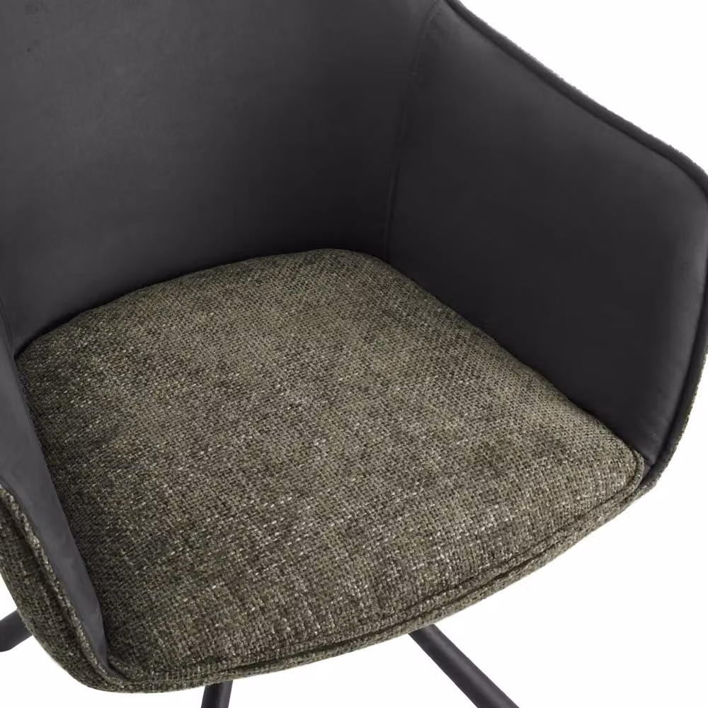 Home Detail Lisbon Fabric Swivel Dining Chairs, Set of 2, Green – 3
