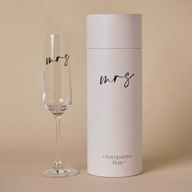 Amore by Juliana Mrs Champagne Flute with Black Text in Clear Glass – 1