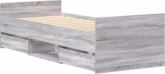 Berkfield Home Durable Bed Frame with Headboard and Footboard in Grey Sonoma, W/D/H: 90 x 200 cm