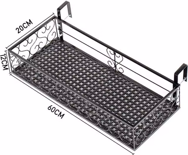 Livingandhome Black Hanging Railing Planter Window Box, W: 60 cm
