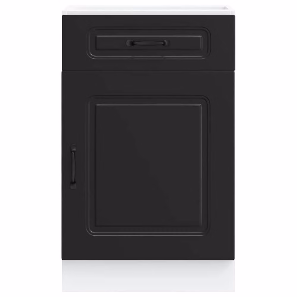 Berkfield Home Kalmar Black Matt Kitchen Base Cabinet with Hinged Doors and Internal Shelves – 3
