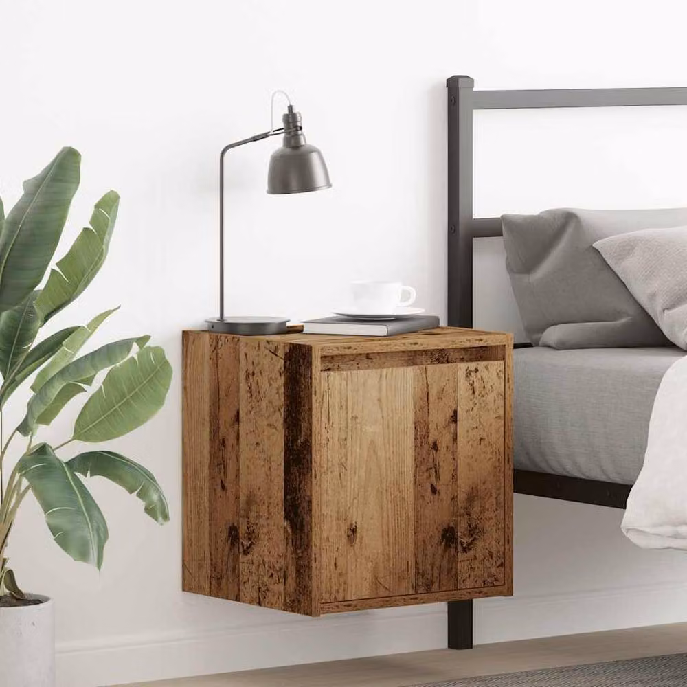 Berkfield Home Wall-Mounted Bedside Cabinets, 2 Piece Set in Brown Old Wood, W/D/H: 38 x 34 x 40 cm – 2