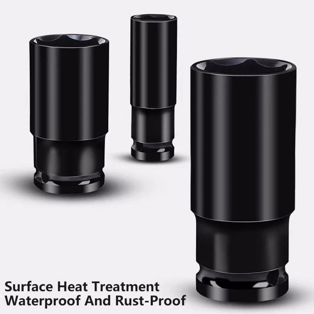 FLAVORA Thin Wall Long Reach Deep Impact Socket Set 1/2 inch Drive in Black – 5