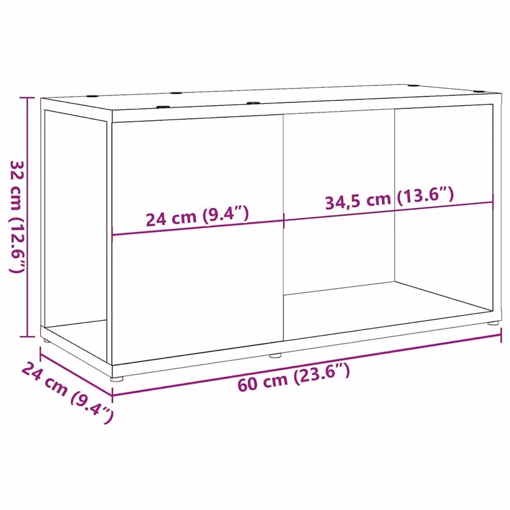Berkfield Home Artisan Oak TV Cabinet in Brown, W/D/H: 60 x 24 x 32 cm – 3