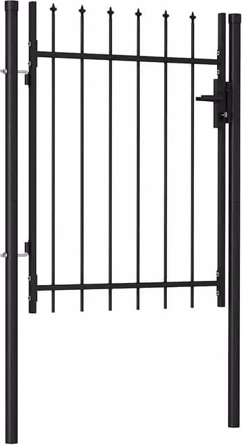 Berkfield Home Single Door Steel Fence Gate with Spike Top, Black, W: 120 cm, H: 100 cm