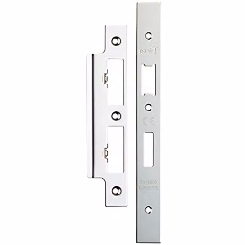 Loops Forend Strike and Fixing Pack for DIN Euro Sash and Bathroom Locks in Silver Stainless Steel