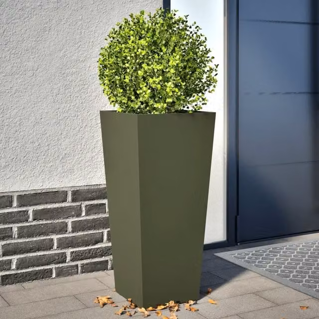 Berkfield Steel Garden Planter Tubs, Green, 2 Pack, W/D/H: 35 x 35 x 75 cm – 1