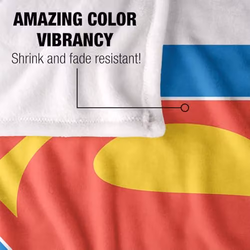 LOGOVISION Superman Day 2025 Chest Logo Super Soft Silky Touch Fleece Throw Blanket, White, W/D/H: 152 x 127 cm – 3