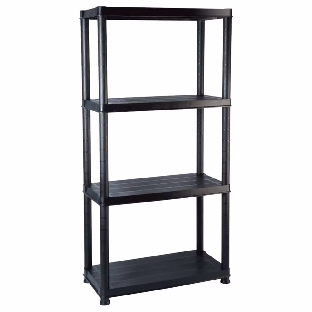 Berkfield 4-Tier Black Plastic Home Storage Shelf, W/D/H: 61 x 30.5 x 130 cm – 3