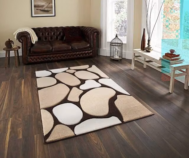 Smart Living Modern Hand Carved Multicolour Soft Thick Area Rug in Brown Stone Look, W x W: 160 x 160 cm – 1