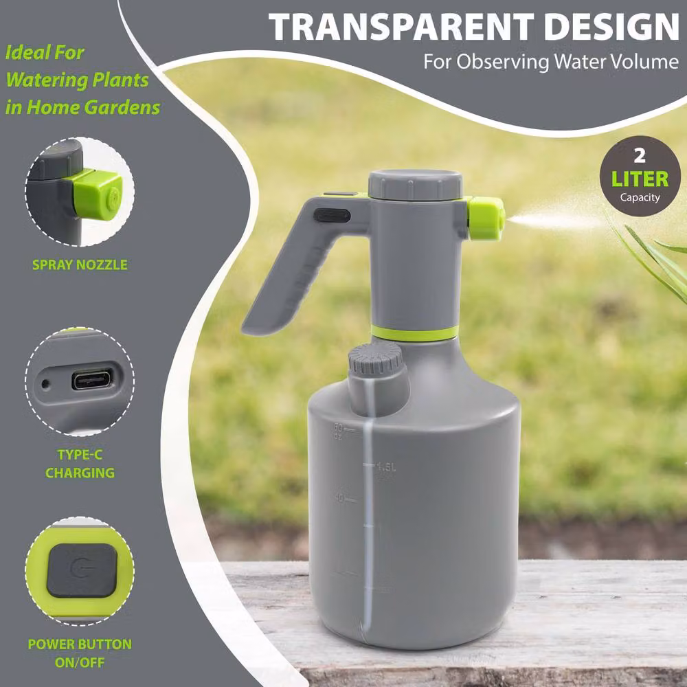 Crystals 2L Electric Automatic Plant Spray Bottle Watering Can with Rechargeable Battery in Grey – 3