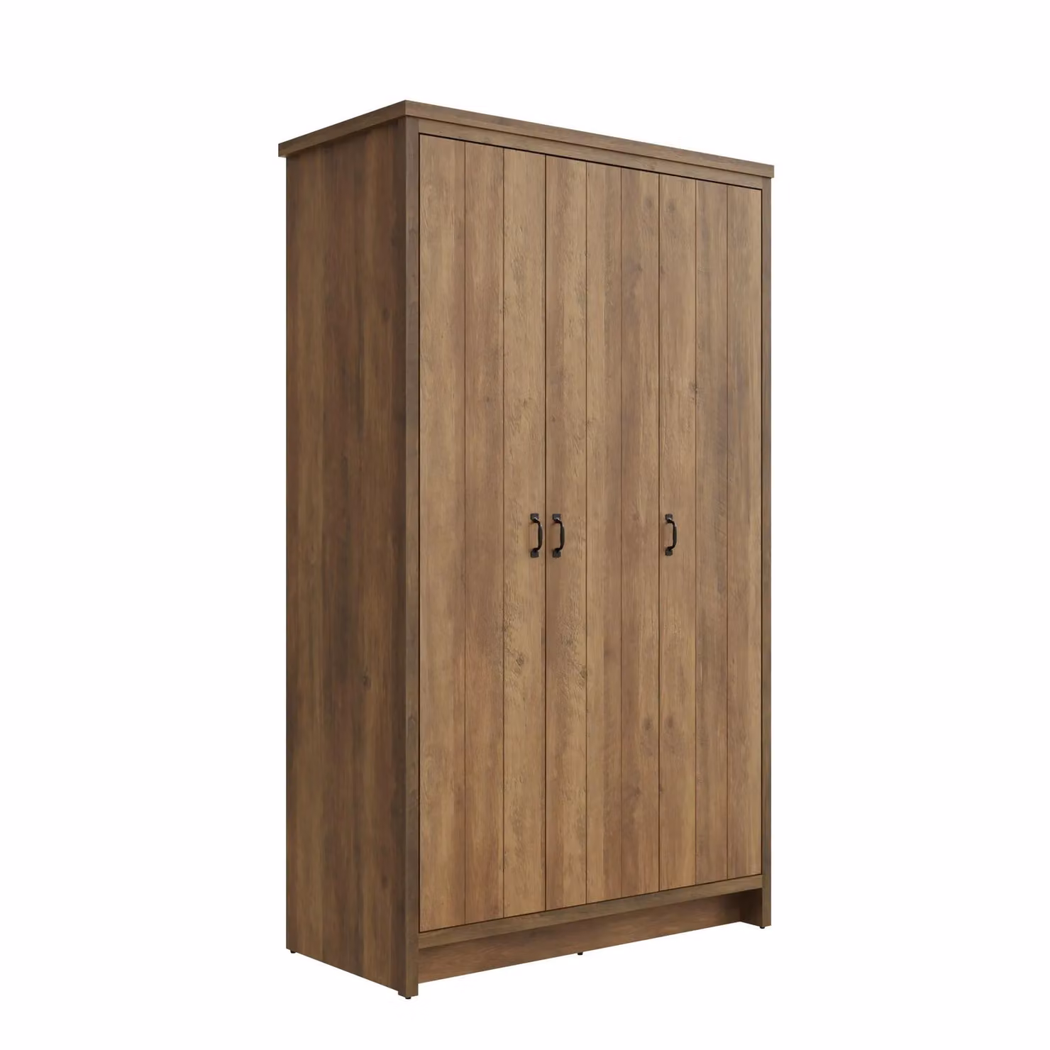 GFW Boston 3 Door Wardrobe in Oak and Black with Rustic Wood Finish – 3