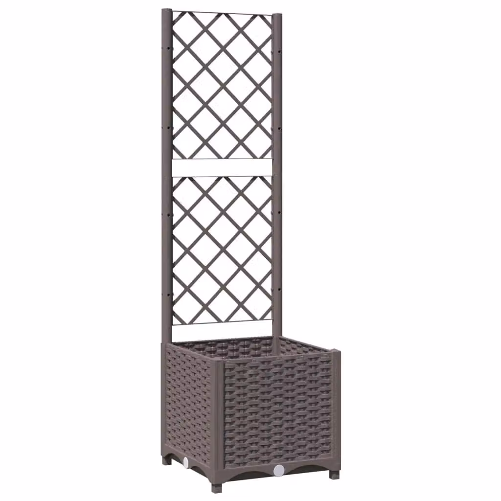 Berkfield Home Brown Garden Planter with Trellis and Climber Tub, W/D/H: 40 x 40 x 136 cm – 2