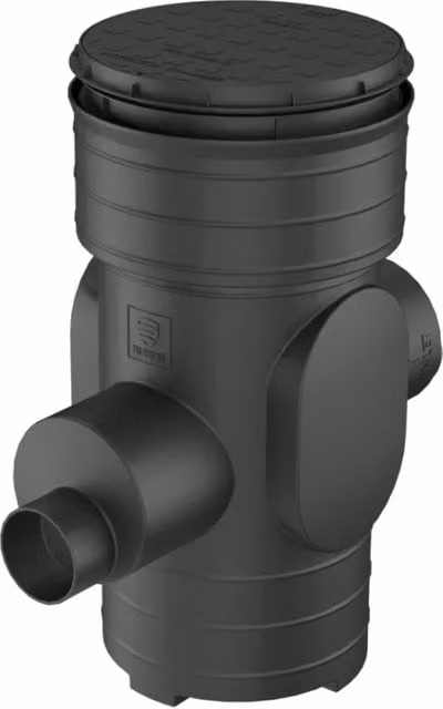 Turtle Enviro SiltGuard Silt Trap with Filter and Lid, Black, H: 108 cm, Diameter: 45 cm, Outlets: 16 cm