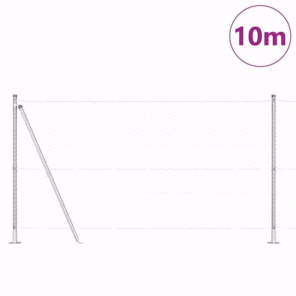 Berkfield Home Hexagon Wire Mesh Fence, Galvanised Steel, Silver, H: 120 cm x W: 10 m – 2