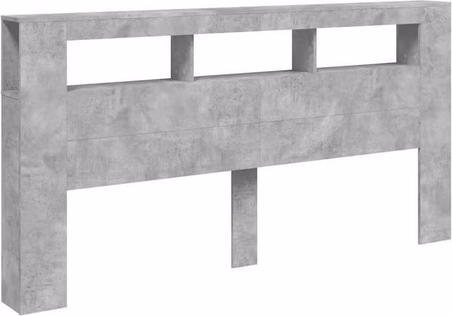 Berkfield Home LED Headboard in Concrete Grey, Engineered Wood, Width: 200 cm