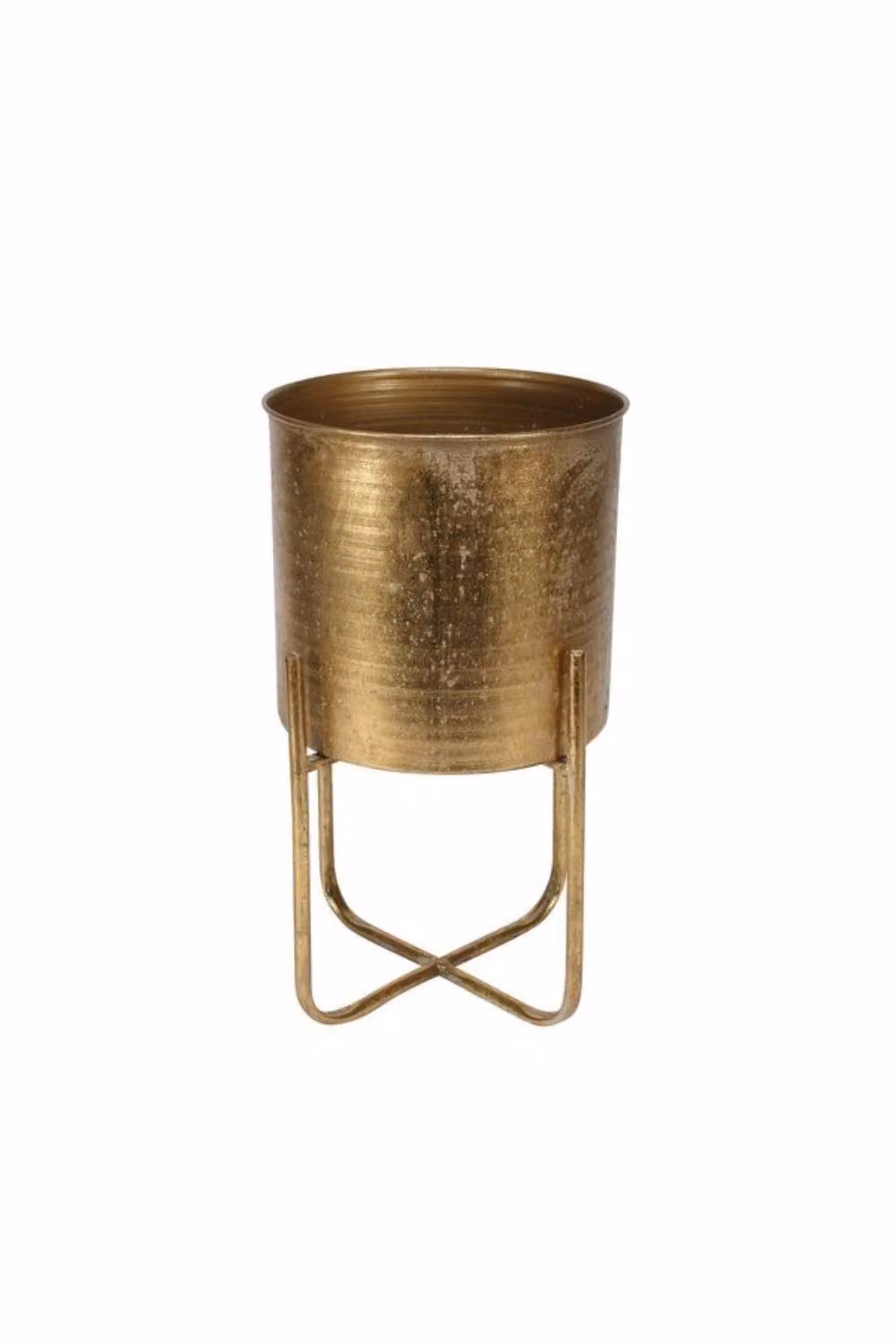 KDMD Brocante Gold Metal Planter with Round Tabletop Stand – 2