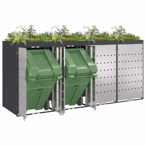 vidaXL Wheelie Bin Storage for 4 Bins, Anthracite Steel