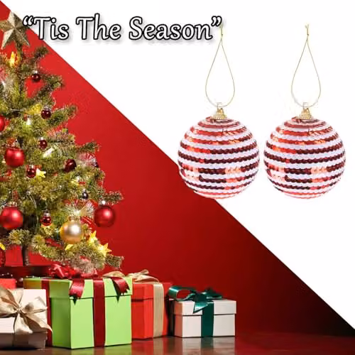 VFM e-Store Red Round Christmas Bauble Hanging Ornament Set of 2 – 5