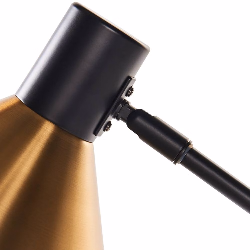 Wyld and Coco Industrial Metal Table Lamp in Black and Gold with Adjustable Arm and Cone Shade – 4