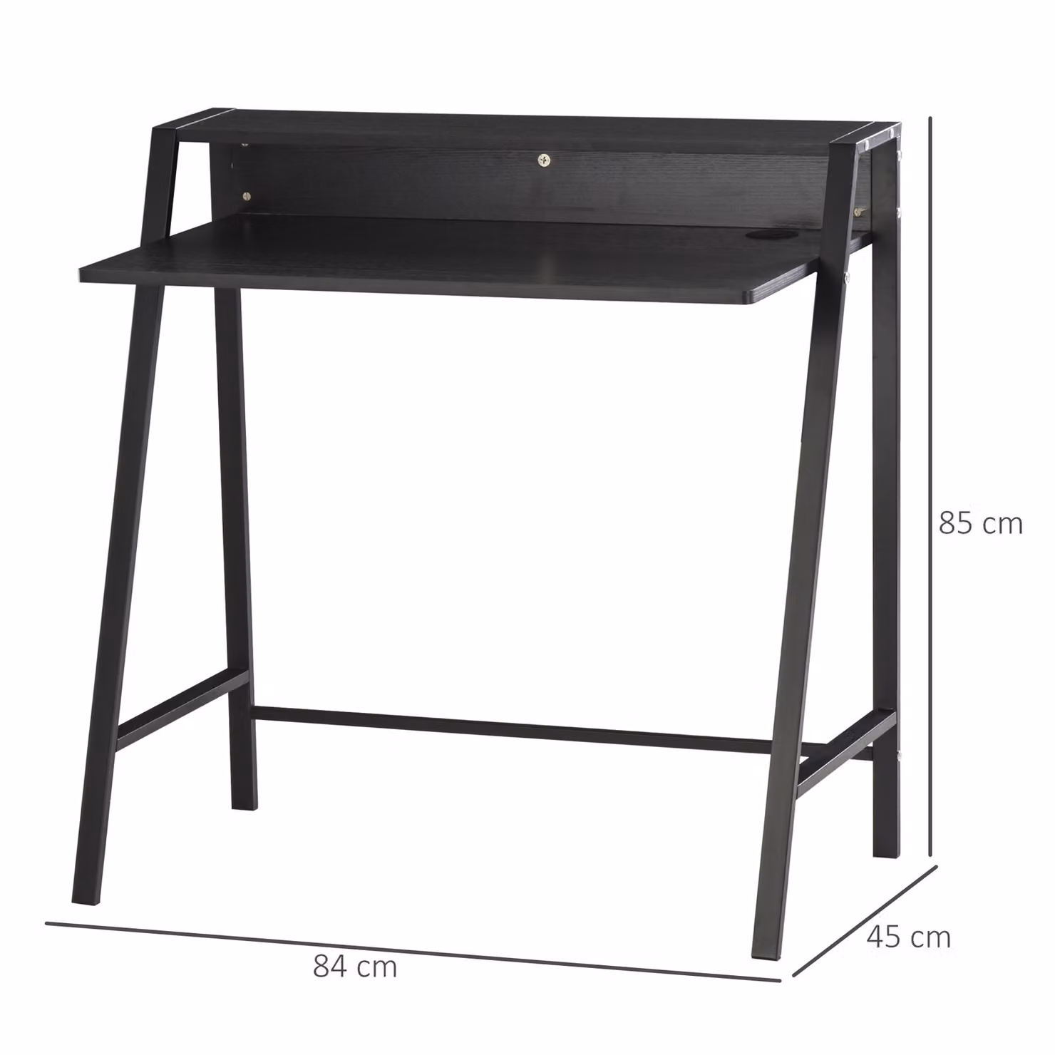 HOMCOM Black Minimalist Computer Desk with Storage Shelf for Home Office – 3