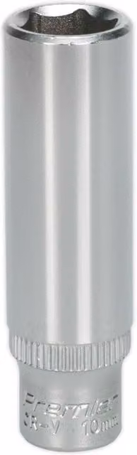 Loops 10mm Deep Drive Socket 1/4 inch Square Drive Chrome Vanadium Silver – 1