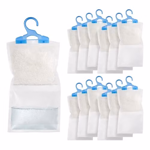 Harbour Housewares Hanging Wardrobe Dehumidifiers, 230g, Pack of 12, White and Transparent – 1