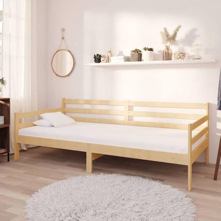 Berkfield Home Sturdy Solid Pinewood Day Bed in Natural