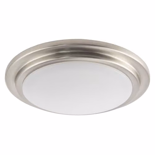 Happy Homewares Modern Round LED Ceiling Light Fitting in Silver and White, IP44 Rated for Bathroom and Hallway Use, 15W, 900 Lumen, Warm White, W/D/H: 20 x 20 x 5 cm