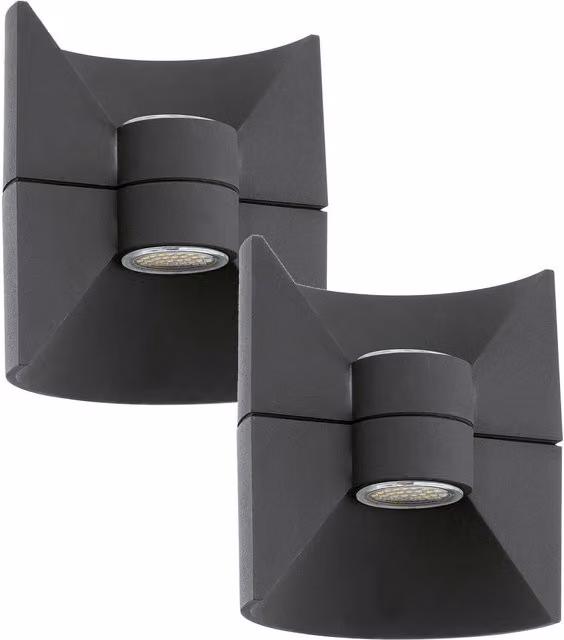 Loops 2 Pack IP44 Outdoor Up and Down LED Wall Light in Anthracite Aluminium – 1