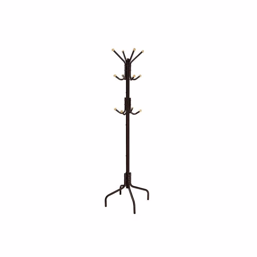 Pirlo Plush Metal Hallway Coat Rack Stand with 12 Hooks, Brown, H 180 x W 55 x D 60 cm – 6