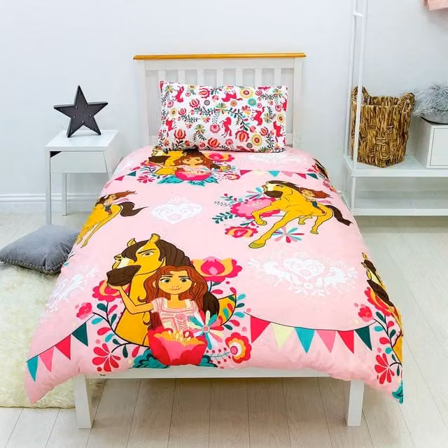 Spirit Reversible Graphic Duvet Set and Pillowcase in Pink, W/D/H: 90 x 190 cm – 1