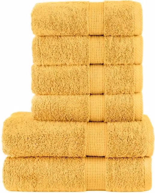 Berkfield Home SOLUND 6 Piece Premium Cotton Terry Towel Set in Gold, 600 gsm