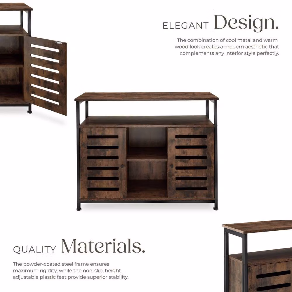 tectake Warrington Modern Sideboard in Brown and Black with Metal Accents – 3