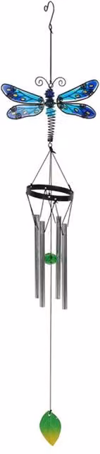 KDMK Blue Spotted Dragonfly Metal Hanging Windchime for Indoor or Outdoor Use