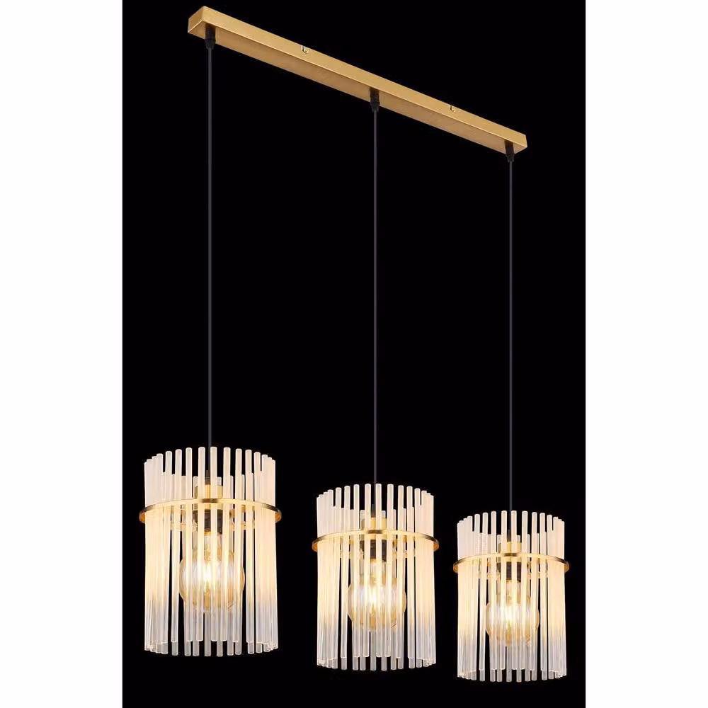 Netlighting Gorley Bar Pendant Light in Gold and Transparent Glass, W/D/H: 80 x 20 x 140 cm – 9