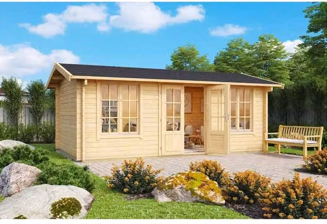 Lasita Maja Ltd Pembrokeshire 53 Log Cabin Home Office in Brown, W: 345.8 cm, D: 540 cm, H: 239.4 cm – 1